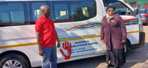 Sam Khuzwayo with Grace Marutlulle during Mandela Day event at Alex Hospice 