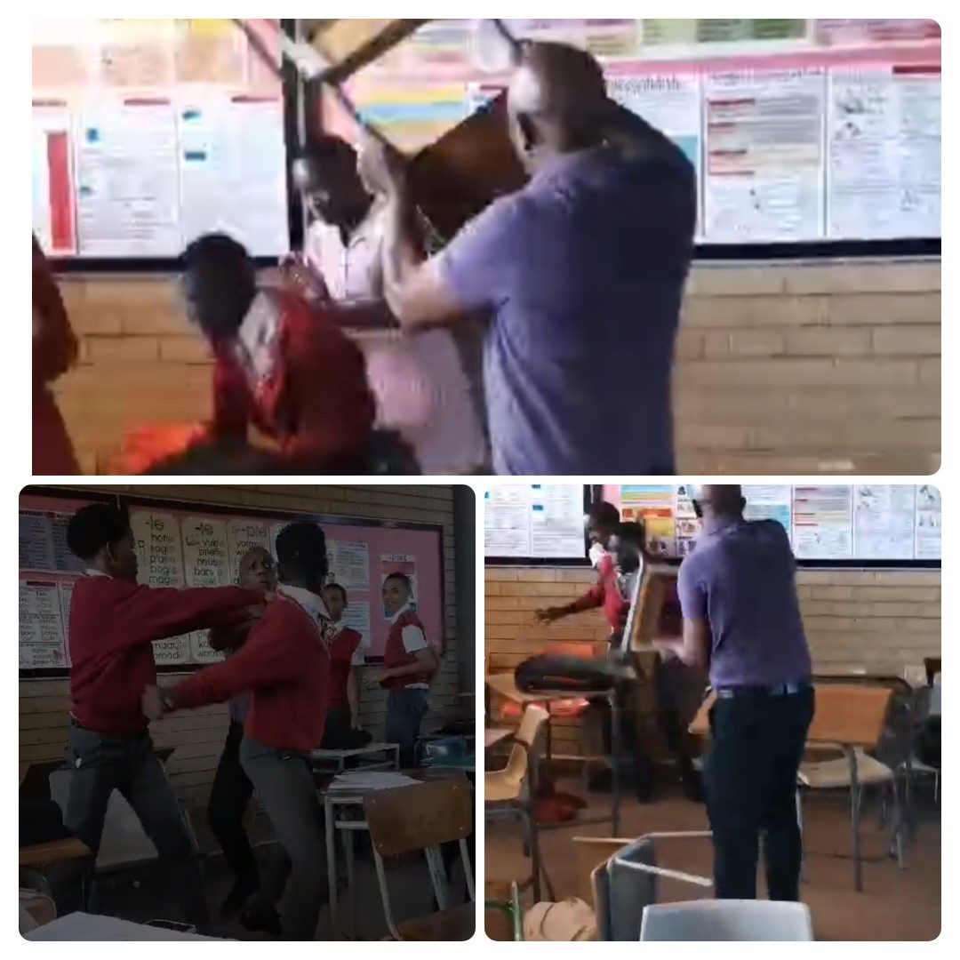 FISTS AND CHAIRS DOMINATED THE FIGHT BETWEEN A LEARNER AND TEACHER IN THE CLASS