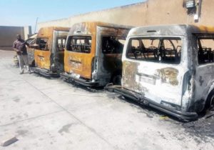 Ten taxis belonging to Armsta chairman Molefe Moekeletsi set alight in Marlboro. Pic by Mr Lee.